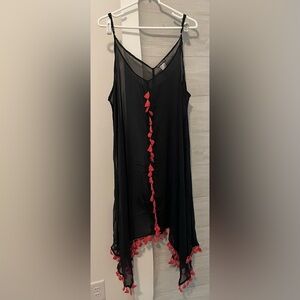 VENUS Black/Sunset Pink Sheer Beach Coverup Dress